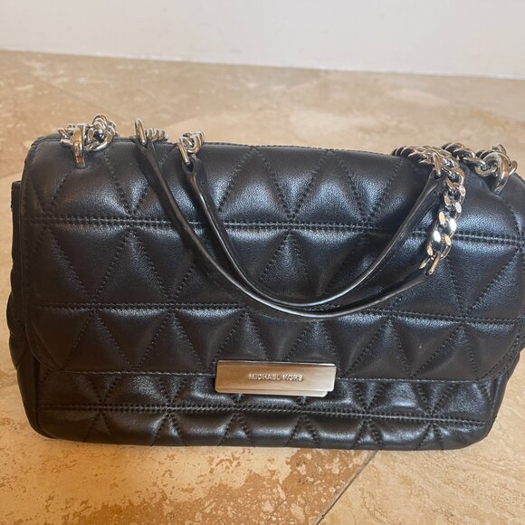 Michael Kors Sloan Quilted black with silver hardware - Picture 1 of 5